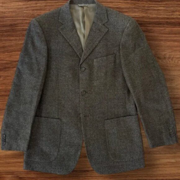 Kent & Curwen Dark Grey Heather Angora Cashmere Wool Jacket - 50 - Super Soft - Picture 1 of 11
